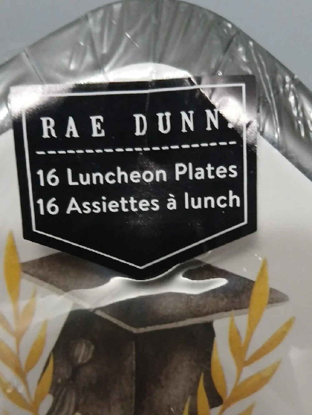 NEW! Rae Dunn Congrats Grad Luncheon Plates with Gold Laurel